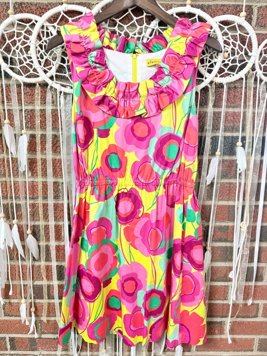 ellen & ollie Dresses & Skirts - Ellen & Ollie Dress with Pink & Green Floral Ruffles Vibrant Colorful